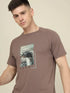 Men Graphic Printed Slim Fit Crew Neck T-shirt with TECHNO COOL+
