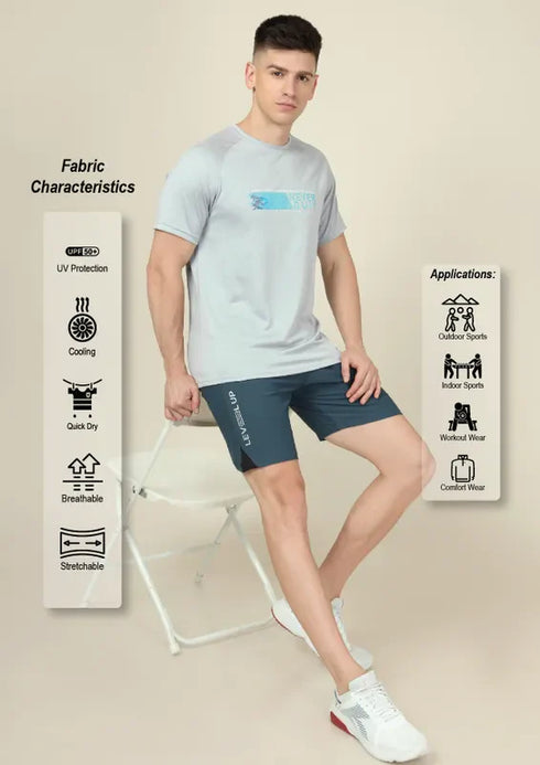Men Graphic Printed Slim Fit Crew Neck T-shirt with TECHNO COOL+