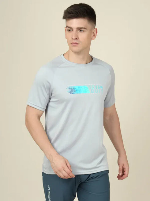 Men Graphic Printed Slim Fit Crew Neck T-shirt with TECHNO COOL+