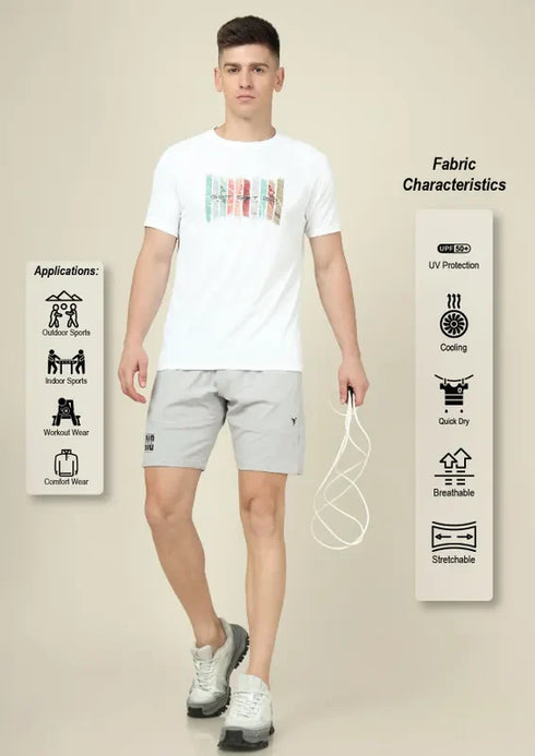 Men Graphic Printed Slim Fit Crew Neck T-shirt with TECHNO COOL+