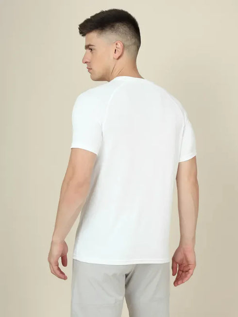 Men Graphic Printed Slim Fit Crew Neck T-shirt with TECHNO COOL+