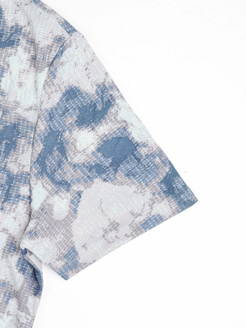 Men Abstract Print Slim Fit Crew Neck T-shirt with TECHNO COOL+