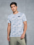 Men Abstract Print Slim Fit Crew Neck T-shirt with TECHNO COOL+