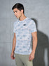 Men Abstract Print Slim Fit Crew Neck T-shirt with TECHNO COOL+
