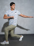 Men Abstract Print Slim Fit Crew Neck T-shirt with TECHNO COOL+
