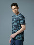Men Abstract Print Slim Fit Crew Neck T-shirt with TECHNO COOL+