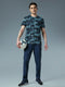 Men Abstract Print Slim Fit Crew Neck T-shirt with TECHNO COOL+