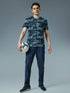 Men Abstract Print Slim Fit Crew Neck T-shirt with TECHNO COOL+