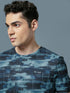 Men Abstract Print Slim Fit Crew Neck T-shirt with TECHNO COOL+