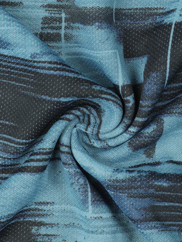 Men Abstract Print Slim Fit Crew Neck T-shirt with TECHNO COOL+