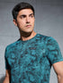 Men Abstract Print Slim Fit Crew Neck T-shirt with TECHNO COOL+