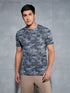 Men Abstract Print Slim Fit Crew Neck T-shirt with TECHNO COOL+