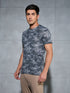 Men Abstract Print Slim Fit Crew Neck T-shirt with TECHNO COOL+