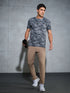 Men Abstract Print Slim Fit Crew Neck T-shirt with TECHNO COOL+