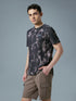 Men Abstract Print Slim Fit Crew Neck T-shirt with TECHNO COOL+