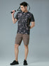 Men Abstract Print Slim Fit Crew Neck T-shirt with TECHNO COOL+