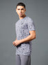 Men Abstract Print Slim Fit Crew Neck T-shirt with TECHNO COOL+
