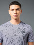 Men Abstract Print Slim Fit Crew Neck T-shirt with TECHNO COOL+