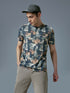Men Abstract Print Slim Fit Crew Neck T-shirt with TECHNO COOL+