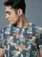 Men Abstract Print Slim Fit Crew Neck T-shirt with TECHNO COOL+