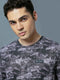 Men Abstract Print Slim Fit Crew Neck T-shirt with TECHNO COOL+