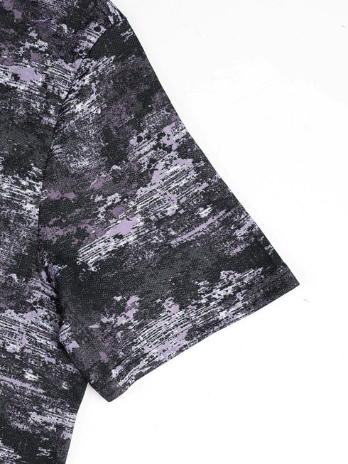 Men Abstract Print Slim Fit Crew Neck T-shirt with TECHNO COOL+