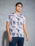 Men Abstract Print Slim Fit Crew Neck T-shirt with TECHNO COOL+