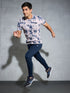 Men Abstract Print Slim Fit Crew Neck T-shirt with TECHNO COOL+