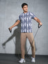 Men Abstract Print Slim Fit Crew Neck T-shirt with TECHNO COOL+