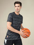 Men Abstract Print Slim Fit Crew Neck T-shirt with TECHNO COOL+