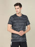 Men Abstract Print Slim Fit Crew Neck T-shirt with TECHNO COOL+