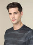 Men Abstract Print Slim Fit Crew Neck T-shirt with TECHNO COOL+
