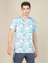 Men Abstract Print Slim Fit Crew Neck T-shirt with TECHNO COOL+