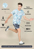 Men Abstract Print Slim Fit Crew Neck T-shirt with TECHNO COOL+