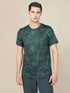 Men Abstract Print Slim Fit Crew Neck T-shirt with TECHNO COOL+