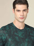 Men Abstract Print Slim Fit Crew Neck T-shirt with TECHNO COOL+