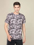 Men Abstract Print Slim Fit Crew Neck T-shirt with TECHNO COOL+
