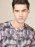 Men Abstract Print Slim Fit Crew Neck T-shirt with TECHNO COOL+