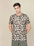 Men Abstract Print Slim Fit Crew Neck T-shirt with TECHNO COOL+