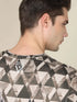 Men Abstract Print Slim Fit Crew Neck T-shirt with TECHNO COOL+