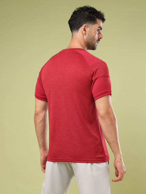 Men Solid Slim Fit Crew Neck T-shirt with DOUBLE COOL