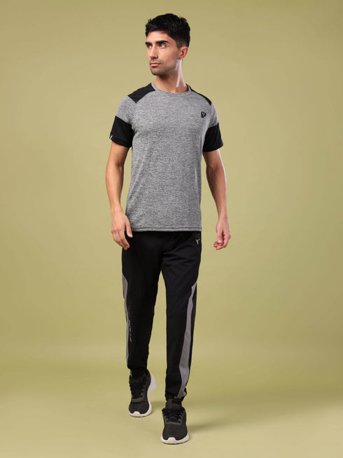 Men Solid Slim Fit Crew Neck T-shirt with DOUBLE COOL