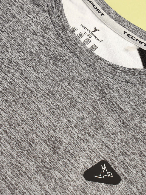 Men Solid Slim Fit Crew Neck T-shirt with DOUBLE COOL