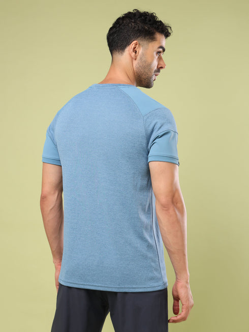 Men Solid Slim Fit Crew Neck T-shirt with DOUBLE COOL