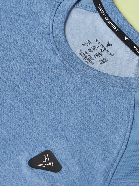 Men Solid Slim Fit Crew Neck T-shirt with DOUBLE COOL
