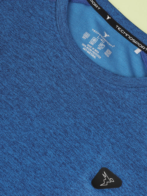 Men Solid Slim Fit Crew Neck T-shirt with DOUBLE COOL