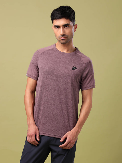 Men Solid Slim Fit Crew Neck T-shirt with DOUBLE COOL