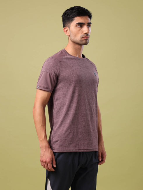 Men Solid Slim Fit Crew Neck T-shirt with DOUBLE COOL