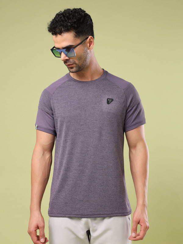 Men Solid Slim Fit Crew Neck T-shirt with DOUBLE COOL