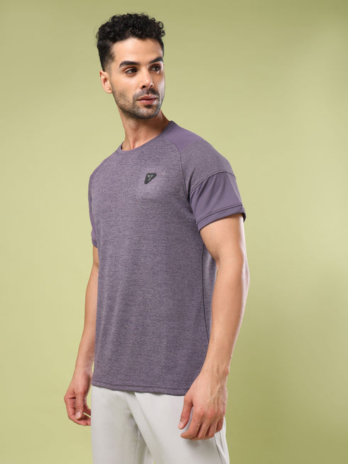 Men Solid Slim Fit Crew Neck T-shirt with DOUBLE COOL